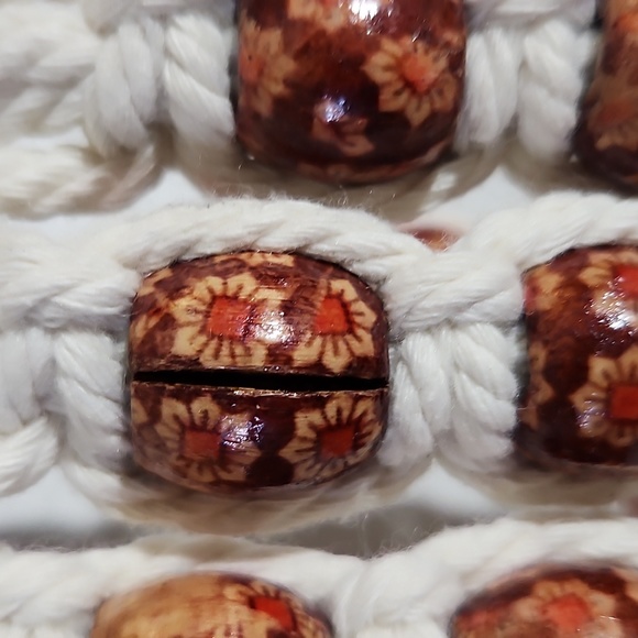 MACRAME Flower Beaded Plant Holder With White Ceiling Hook - Picture 5 of 7